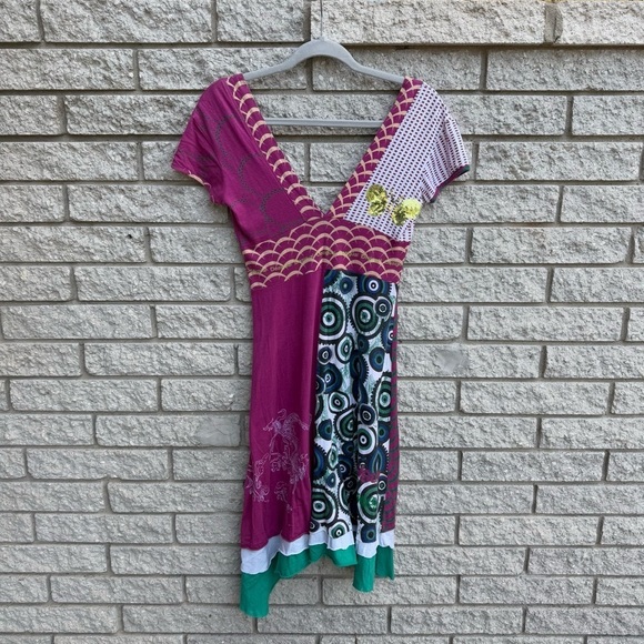 Y2K Vintage Disigual Huesca Day Dress Women's Size Small Artsy Funky Unique - Picture 3 of 11